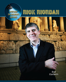 Book cover for Rick Riordan by Sue Corbett